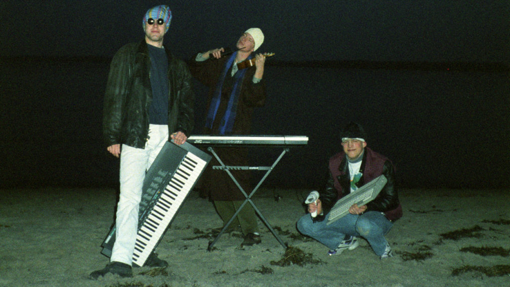 Michael mit Keyboard, Eric mit Ukulele, Marc mit Atari ST